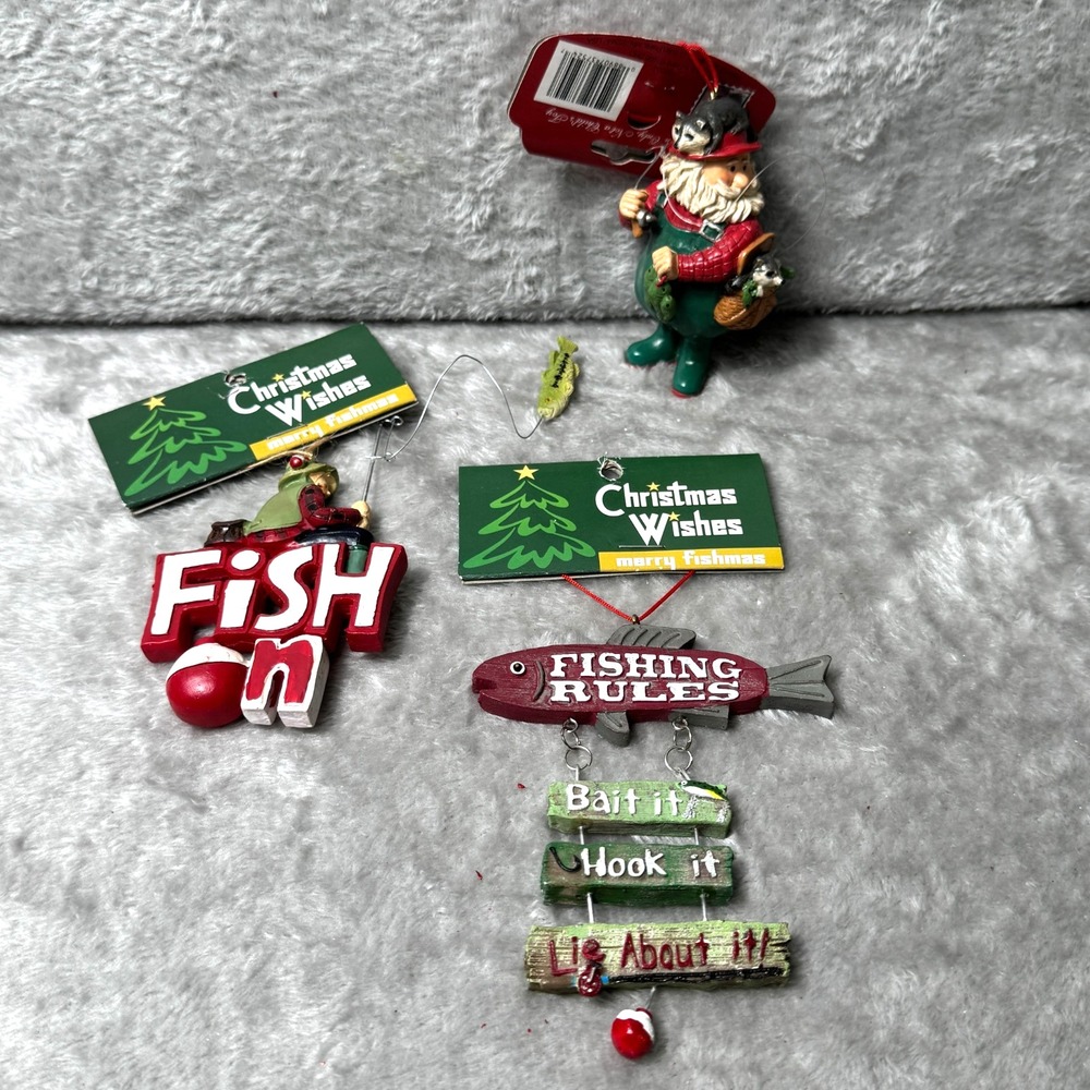 Fishing Christmas Ornaments Dad Rustic Fish‎ On Fishing Rules Raccoon Fisherman